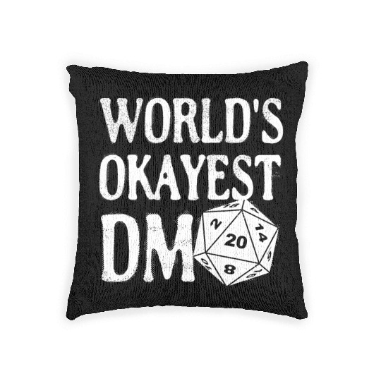 World's Okayest DM D20 Dice Dungeon Dragons Gaming Woven Pillows