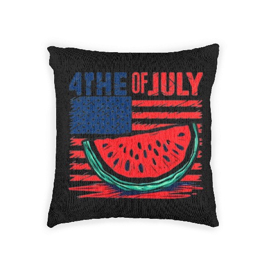 4th of July American Pride Watermelon Vintage Gift Woven Pillows