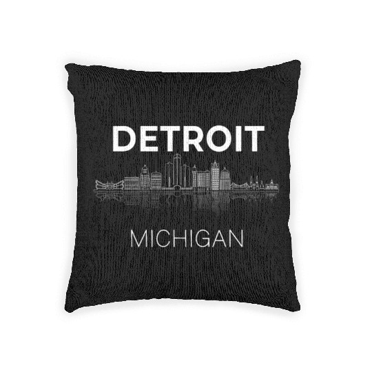 Detroit City Skyline Michigan Souvenir Detroit Woven Pillows