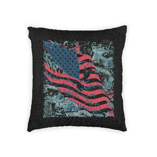 patriotism and nature The American flag Woven Pillows