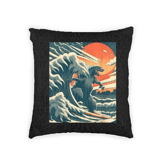 Japanese Monster Kaiju Funny Art Woven Pillows