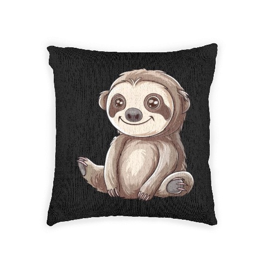 Charming Smiling Sloth Graphic Woven Pillows