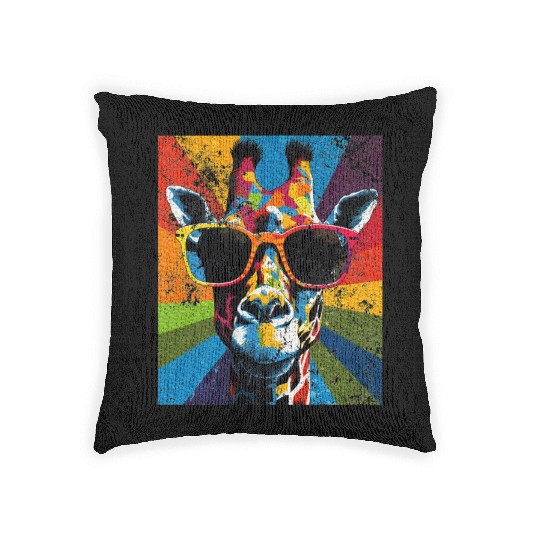 Giraffe Sunglasses African Animal Lover Woven Pillows