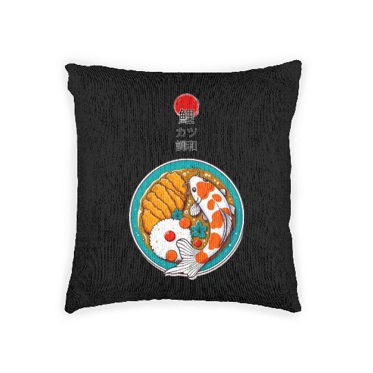 Harmony of Koi Fish and Katsu Delight Woven Pillows