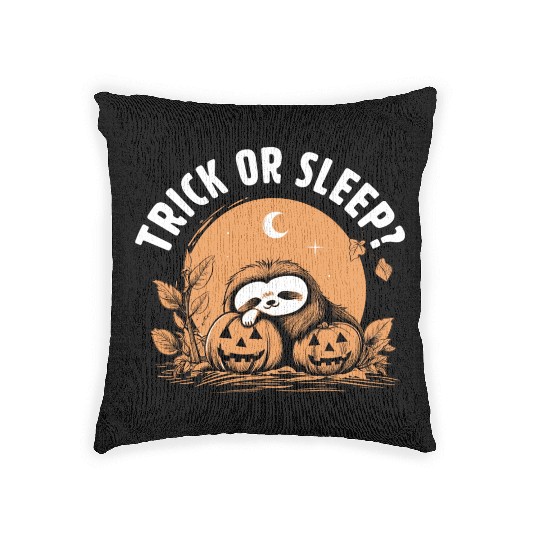 Trick Or Sleep Sloth Halloween Woven Pillows