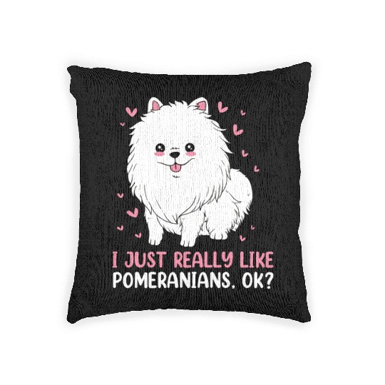 I Just Really Like Dogs Cute Pomeranian Woven Pillows