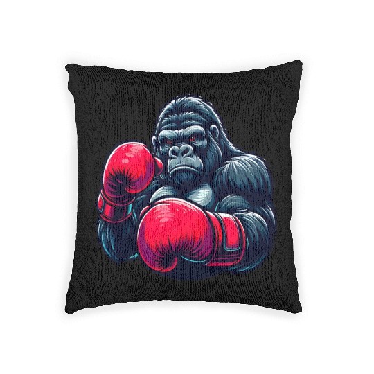 Wild Gorilla Boxing Gloves Graphic Animal Lover Woven Pillows