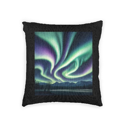 ultra realistic northern lights Woven Pillows