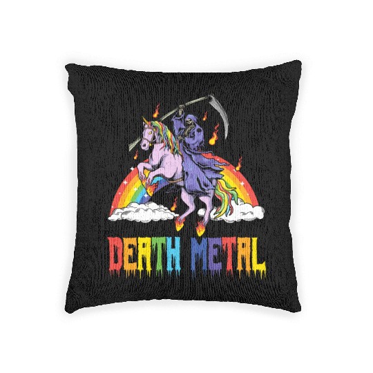 Goth Rock Satan Unicorn Festivals Death Metal Woven Pillows