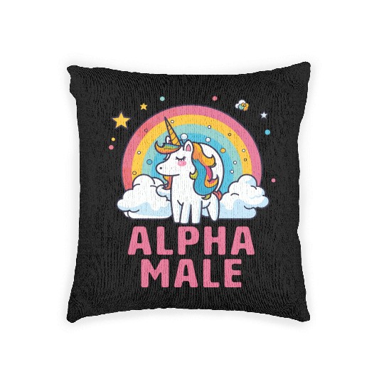 Alpha Male Unicorn Rainbow Woven Pillows