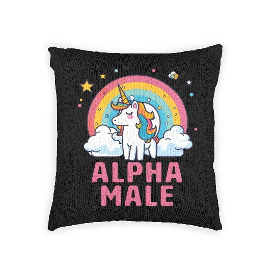 Alpha Male Unicorn Rainbow Woven Pillows