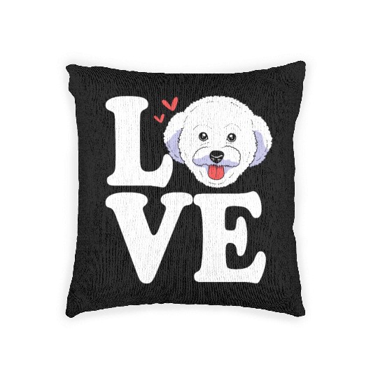 Cute Dog Face I Love My Bichon Frise Woven Pillows