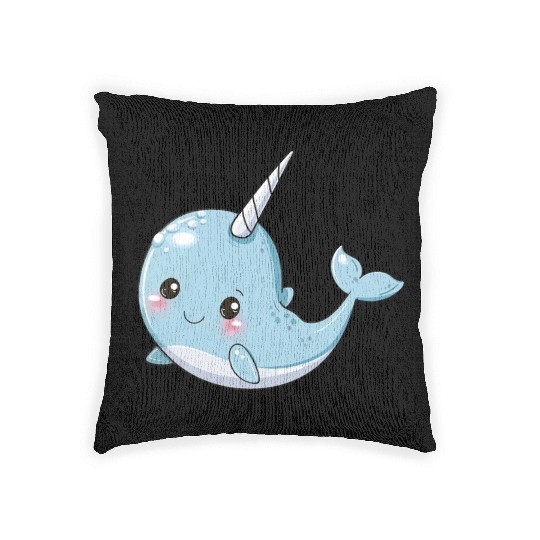Adorable Narwhal Fantasy Encounter Woven Pillows
