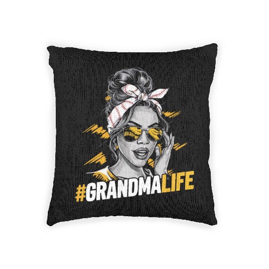 Baseball Grandma Grandmother Grandparents Day Woven Pillows