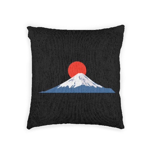 Japanese dawn on Mount Fuji Woven Pillows