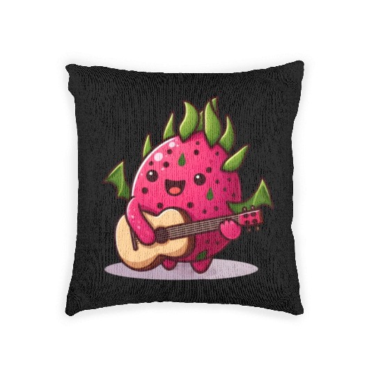 Dragon fruit plays guitar Woven Pillows