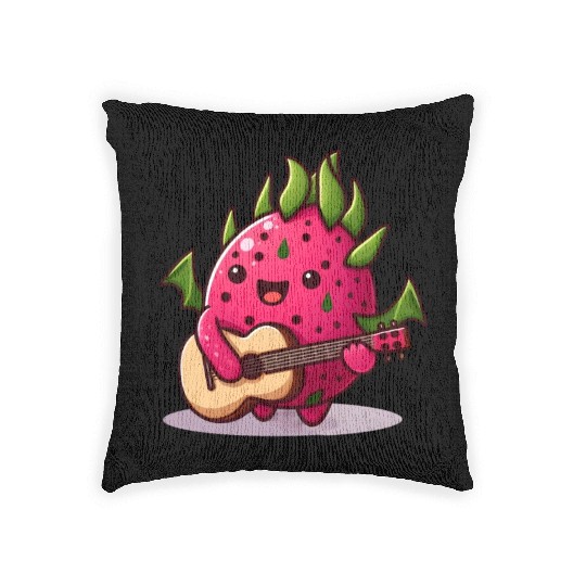 Dragon fruit plays guitar Woven Pillows