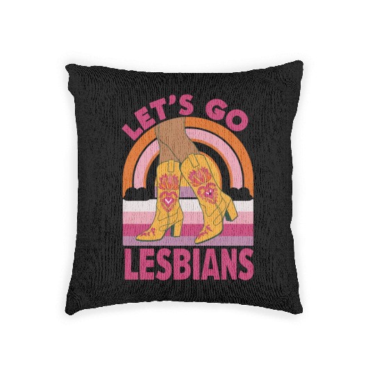 Let's Go Lesbians LGBTQ Pride Month Cowgirl Woven Pillows