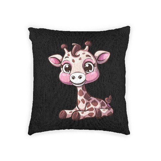 Adorable Baby Giraffe Character For You Woven Pillows