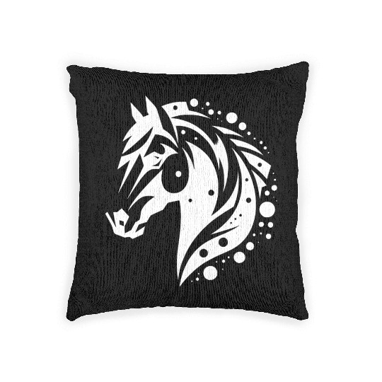 Horse Head Vintage Tribal Portrait Pony Tattoo Woven Pillows