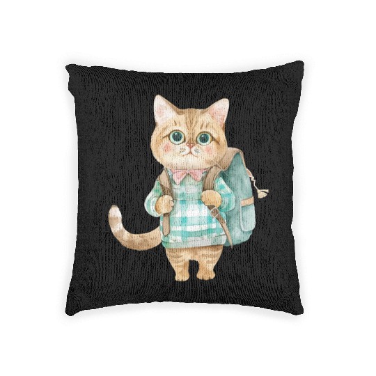 Watercolor Cute School Animals, Back to School Woven Pillows