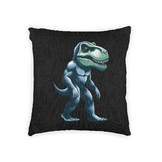 T-Rex Bigfoot Sasquatch Gorilla Fusion Creature Woven Pillows
