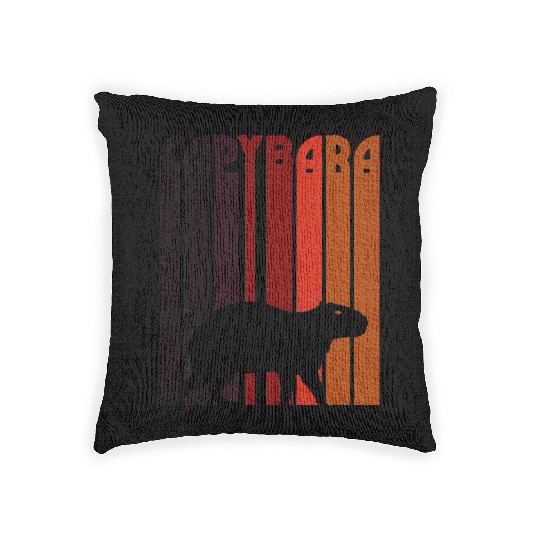 Capybara Vintage 60s 70s 80s Rodent Animal Lover Woven Pillows