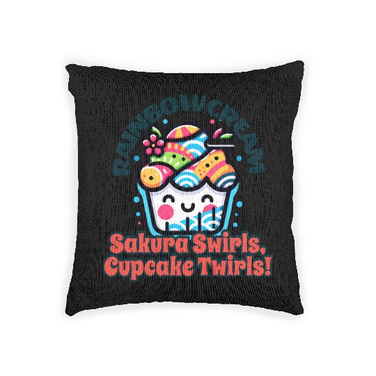 Blossom Delight Cupcake Woven Pillows