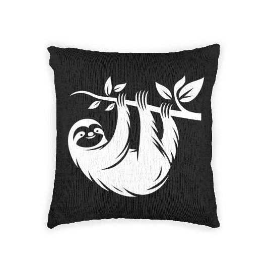 Sloth silhouette minimalist art deco style Woven Pillows