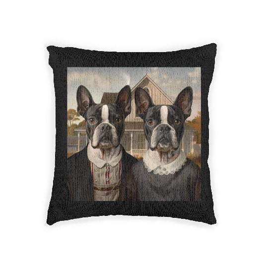 Boston Terrier Funny Sleeve Woven Pillows