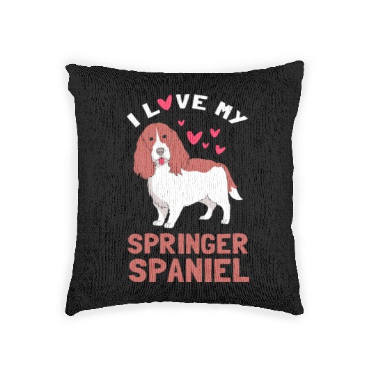 Cute Dog Lover I Love My Springer Spaniel Woven Pillows