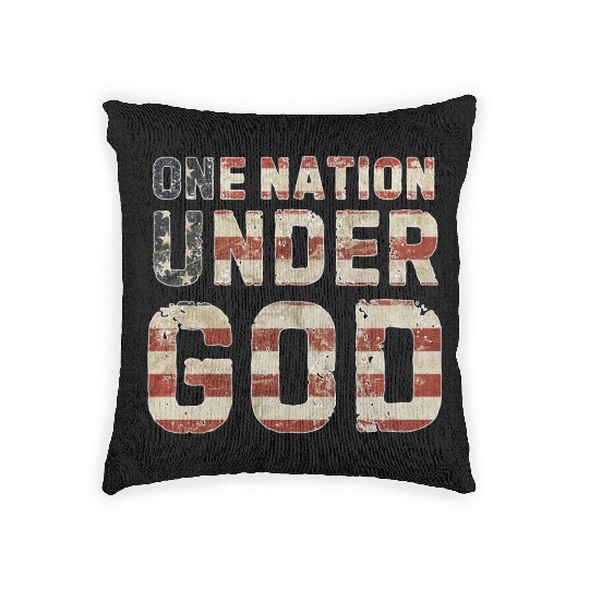 US American Flag One Nation Under God 4th Of July Woven Pillows