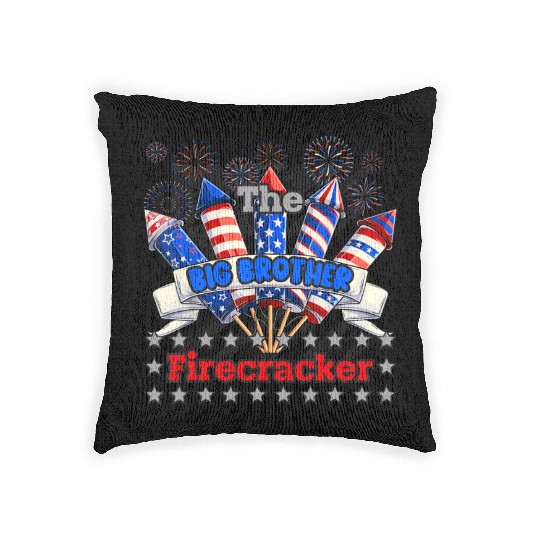 Big Brother Funny Firecracker 4th Of July Firework Woven Pillows