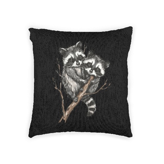 Opossum and raccoon Woven Pillows