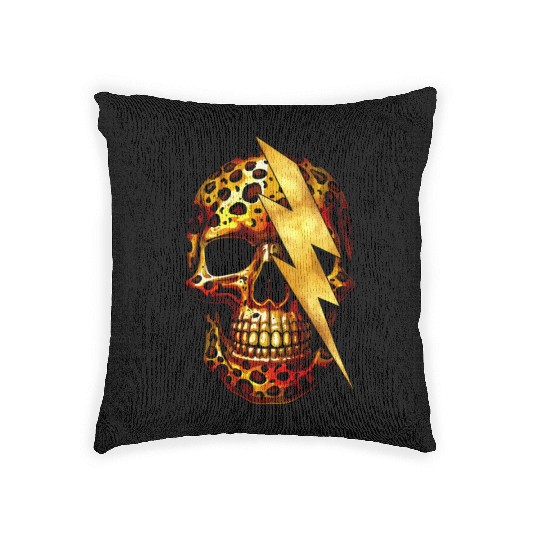 Skull with Leopard Print & Gold Spark Woven Pillows