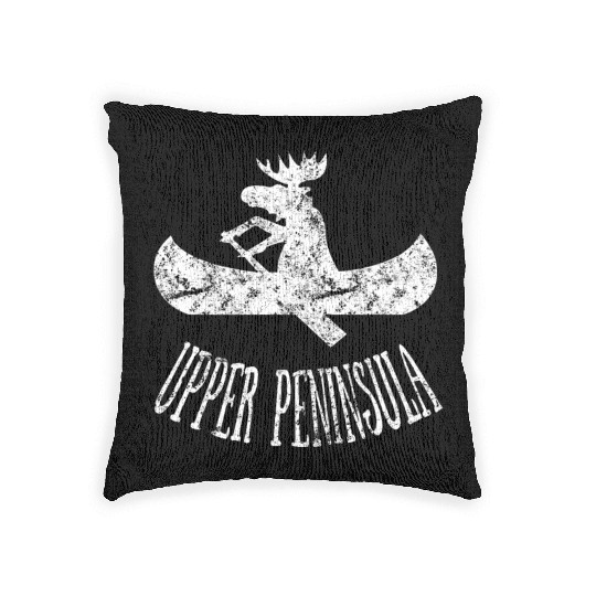 Yooper Moose Upper Peninsula Moose Canoe Woven Pillows