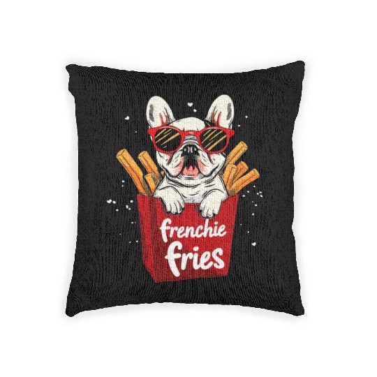 Frenchie Fries French Bulldog Dog Lover Woven Pillows