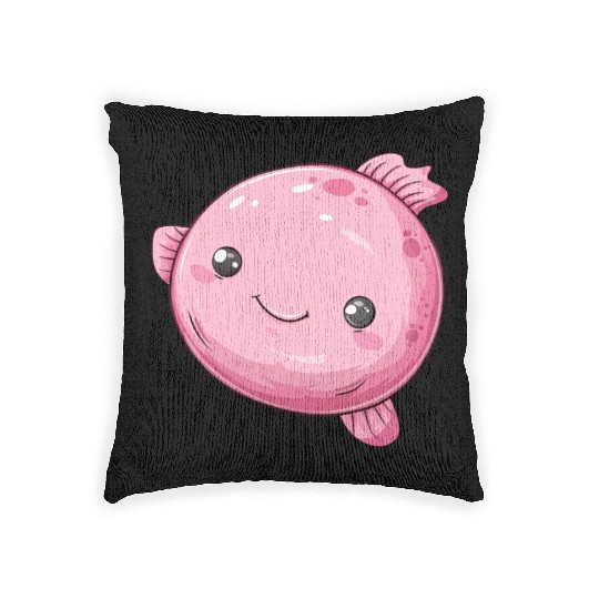 Bubble Fish Fantasy in Pink with Happy Face Woven Pillows