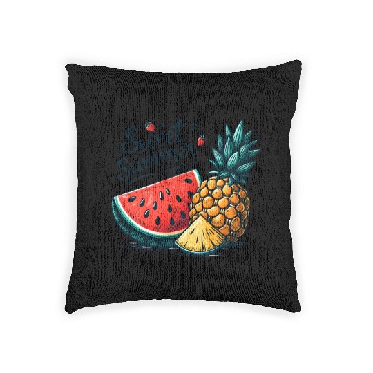 Sweet Summer Time Watermelon and Pineapple Woven Pillows