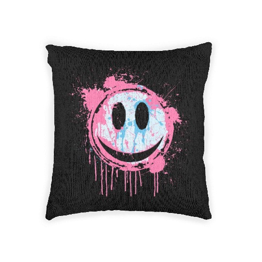 Graffiti Smiley Face - Urban Street Art Woven Pillows
