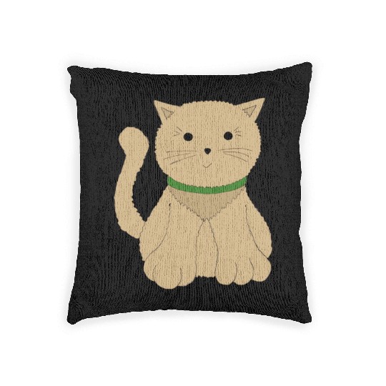 Cute Little Brown Kitty Cat Woven Pillows