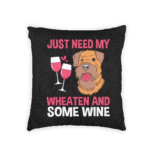 Dog Mother Wine Lover Soft Coated Wheaten Terrier Woven Pillows
