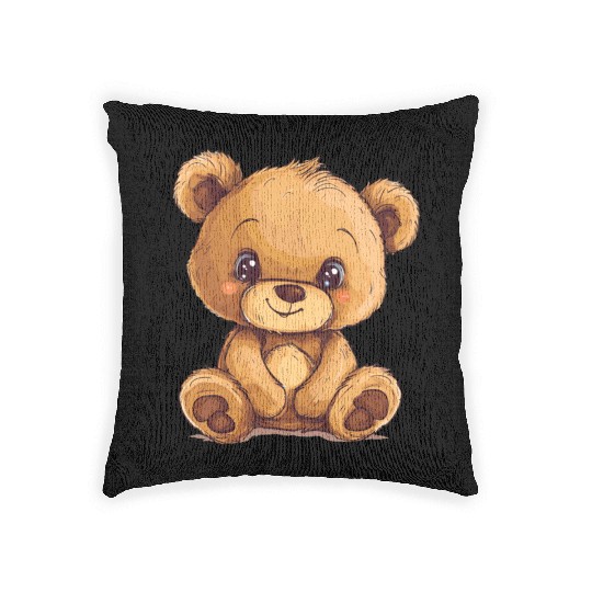 Cute Kawaii Teddy Bear Clipart, Cute Teddy Bear Woven Pillows