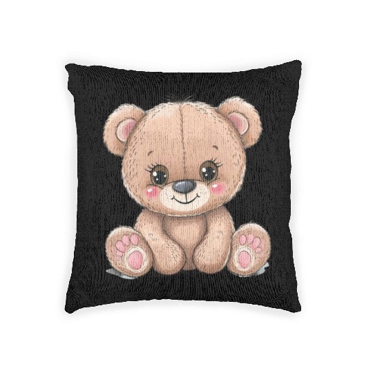 Cute Kawaii Teddy Bear Clipart, Cute Teddy Bear Woven Pillows