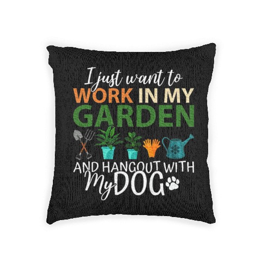 Gardening Dog Lover Gardener Garden Pet Plants Woven Pillows