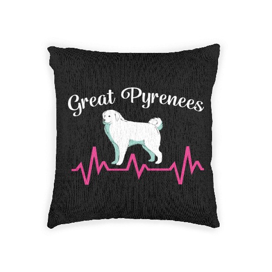 Pet Lover Great Pyrenees Dog Heartbeat Woven Pillows