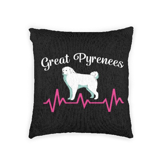 Pet Lover Great Pyrenees Dog Heartbeat Woven Pillows