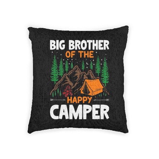 Big Brother of The Happy Camper Hiking Lover Woven Pillows
