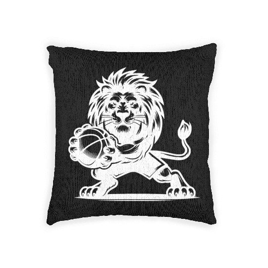 Wild Basketball Lion With Basketball Woven Pillows
