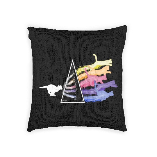 Funny Science Nerd, Geek Cat Physics Rainbow Woven Pillows